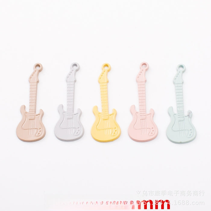 Gold Zinc Alloy Guitar Charm Pendant for DIY Necklace Bracelet Jewelry Making