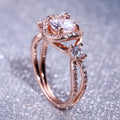 Rose Gold Geometric Zircon Ring European American Fashion Women's Jewelry view 1