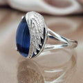 Angel Wing Ring With Synthetic Blue Sapphire, European Creative Engagement Finger Jewelry view 1