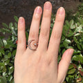 Crescent Moon Star Ring Copper Rose Gold Plated Creative Open Engagement Statement Ring view 8
