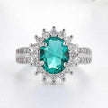 Green Flower Zircon Engagement Ring For Women Wedding Anniversary Gift Jewelry view 1