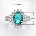 Green Flower Zircon Engagement Ring For Women Wedding Anniversary Gift Jewelry view 5