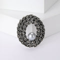 Vintage Alloy Pearl Rhinestone Flower Brooch Pin For Womens Clothing view 1