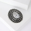 Vintage Alloy Pearl Rhinestone Flower Brooch Pin For Womens Clothing view 2