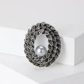 Vintage Alloy Pearl Rhinestone Flower Brooch Pin For Womens Clothing view 3