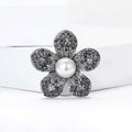 Vintage Alloy Pearl Flower Brooch With Rhinestones For Clothing view 2