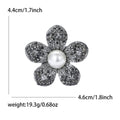 Vintage Alloy Pearl Flower Brooch With Rhinestones For Clothing view 5