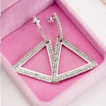 Exaggerated Geometric Triangle Copper Stud Earrings With Rhinestones For Women view 6