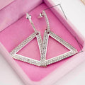Exaggerated Geometric Triangle Copper Stud Earrings With Rhinestones For Women view 5