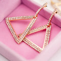 Exaggerated Geometric Triangle Copper Stud Earrings With Rhinestones For Women view 3