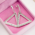 Exaggerated Geometric Triangle Copper Stud Earrings With Rhinestones For Women view 2