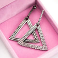 Exaggerated Geometric Triangle Copper Stud Earrings With Rhinestones For Women view 8