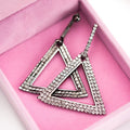 Exaggerated Geometric Triangle Copper Stud Earrings With Rhinestones For Women view 4