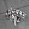 European Fashion Creative Women's Round Disc Ring With Large Inlaid Cubic Zirconia view 3