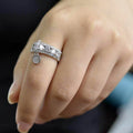 European Fashion Creative Women's Round Disc Ring With Large Inlaid Cubic Zirconia view 1