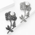 Alloy Pearl Rhinestone Rose Brooch Pin For Coats And Apparel view 3