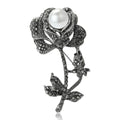 Alloy Pearl Rhinestone Rose Brooch Pin For Coats And Apparel view 1