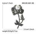 Alloy Pearl Rhinestone Rose Brooch Pin For Coats And Apparel view 6