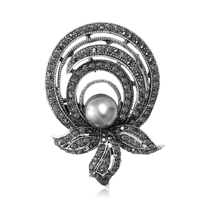 Alloy Pearl Rhinestone Flower Brooch Pin For Women's Clothing