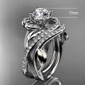 Leaf Vine Interlaced Ring For Women, Copper White Gold Plated Zircon Fashion Hand Jewelry view 5