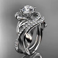 Leaf Vine Interlaced Ring For Women, Copper White Gold Plated Zircon Fashion Hand Jewelry view 1