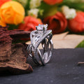 Leaf Vine Interlaced Ring For Women, Copper White Gold Plated Zircon Fashion Hand Jewelry view 3