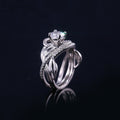 Leaf Vine Interlaced Ring For Women, Copper White Gold Plated Zircon Fashion Hand Jewelry view 4