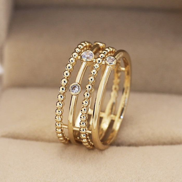 Hip Hop Geometric Line Zircon Ring Fashion Statement Women Finger Jewelry