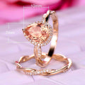 Hot Selling Rose Gold Teardrop Ring Set Micro Pave Cubic Zirconia Women's Engagement Jewelry view 5