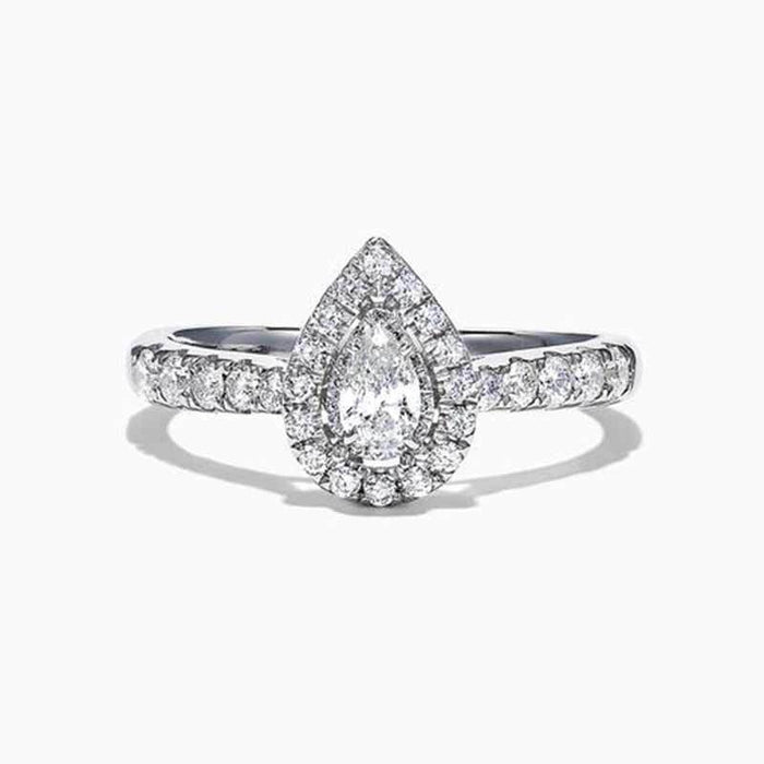 Vintage European Water Drop Full Pave Zircon Women Ring For Banquet Jewelry