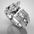 Hollow Floral Zircon Marquise Ring, Creative Women's Engagement Gift Jewelry view 1