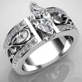 Hollow Floral Zircon Marquise Ring, Creative Women's Engagement Gift Jewelry view 2