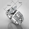 Hollow Floral Zircon Marquise Ring, Creative Women's Engagement Gift Jewelry view 5