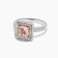 Fashion Champagne Yellow Princess Cut Two Tone Ring Engagement Proposal Hand Jewelry view 2