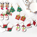 Glitter Acrylic Christmas Santa Snowman Reindeer Tree Gift Stocking Alloy Hook Dangle Earrings view 1