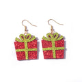 Glitter Acrylic Christmas Santa Snowman Reindeer Tree Gift Stocking Alloy Hook Dangle Earrings view 4