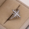 Simple Fashion Floral Ring With Micro Pave Zircon, Korean Sweet Snowflake Slim Jewelry view 3