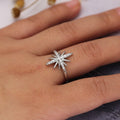 Simple Fashion Floral Ring With Micro Pave Zircon, Korean Sweet Snowflake Slim Jewelry view 4