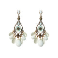 Vintage Baroque Pearl Cat Eye Stone Crystal Tassel Geometric Drop Earrings With Sterling Silver Post view 5