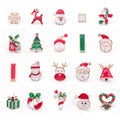 Christmas Enamel Santa Reindeer Snowflake Tree Faux Pearl Alloy Multi Stud Set Earrings view 2