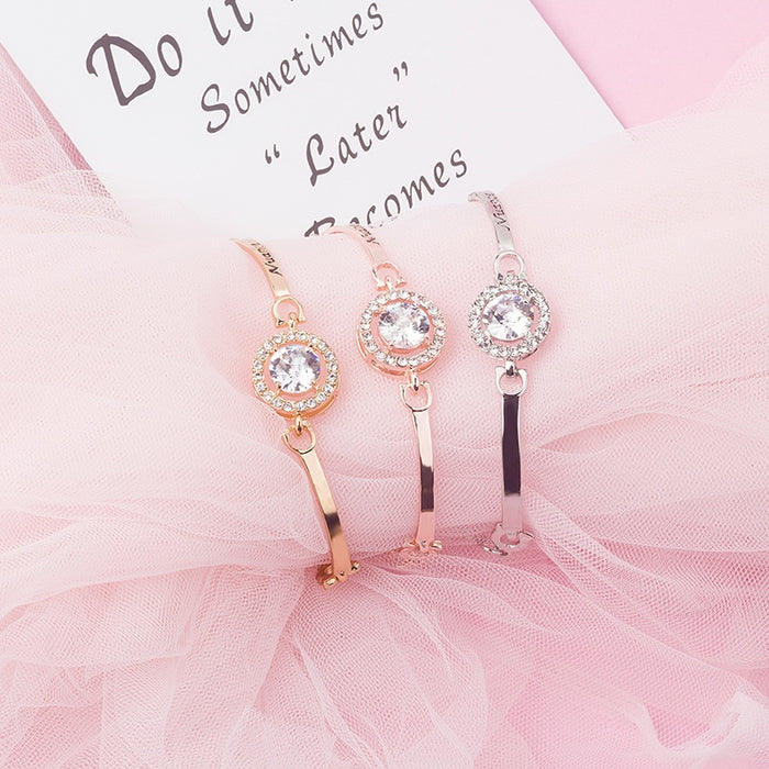 Korean Fashion Rose Gold Full Zircon Bracelet Eight Hearts Eight Arrows Best Friend Jewelry