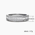 European American T Shape Square CZ Full Stone Ring, Luxury Cubic Zirconia Couple Band view 5