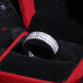European American T Shape Square CZ Full Stone Ring, Luxury Cubic Zirconia Couple Band view 2