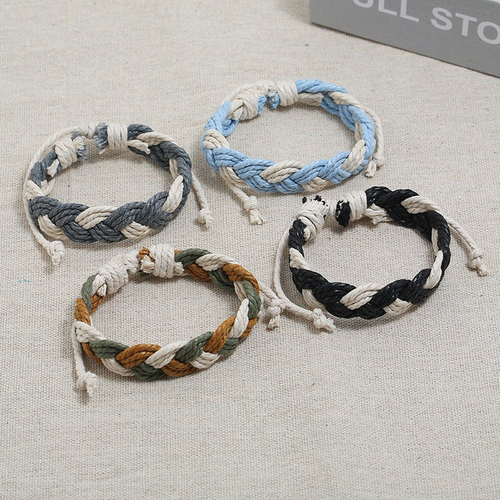 New Colorful Hemp Rope Couple Bracelet Ethnic Handmade Woven Korean Style Minimalist Student Jewelry