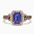 Two Tone Plated Blue Square Cubic Zirconia Ring, Classic European American Fashion Jewelry view 1