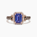 Two Tone Plated Blue Square Cubic Zirconia Ring, Classic European American Fashion Jewelry view 6