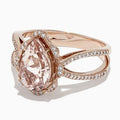 New Rose Gold Plated Water Drop Zircon Gemstone Ring Fashion Women's Jewelry Accessory view 2