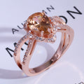 New Rose Gold Plated Water Drop Zircon Gemstone Ring Fashion Women's Jewelry Accessory view 3