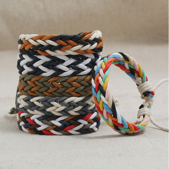 Colorful Wax Cord Couple Bracelet Ethnic Handmade Braided Student Friendship Wristband