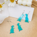 Cute Transparent Blue Acrylic Dinosaur Dangle Ear Clips Korean Fun Novelty Alloy Hook Earrings view 2